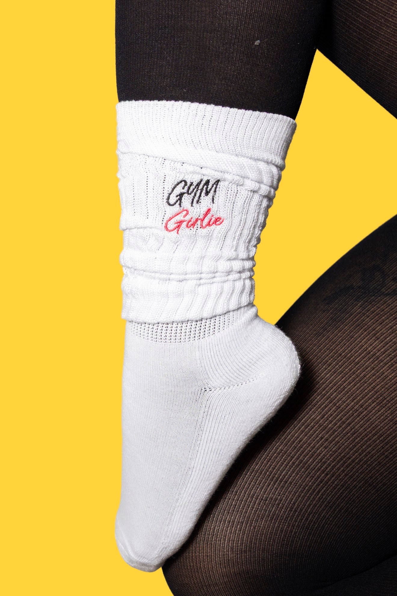 Gym Girlie Embroidered Scrunch Socks
