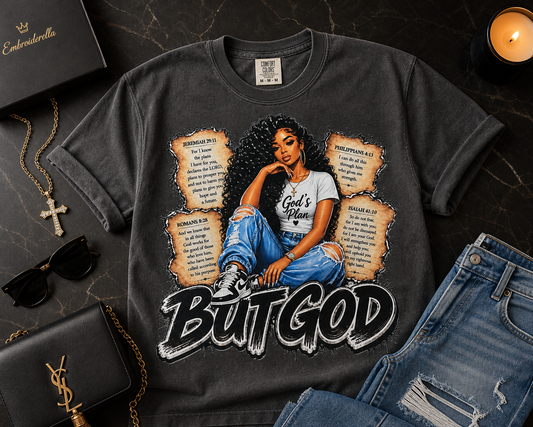 BUT GOD” Statement Tee | Faith-Based Graphic Shirt | Streetwear Christian Tee