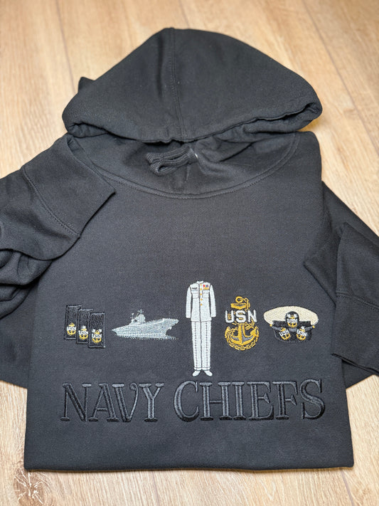 Navy Chiefs Custom Embroidered Sweatshirt