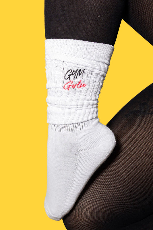 Gym Girlie Embroidered Scrunch Socks