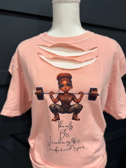 Breakfast and Squats Military Themed Gym T-shirt