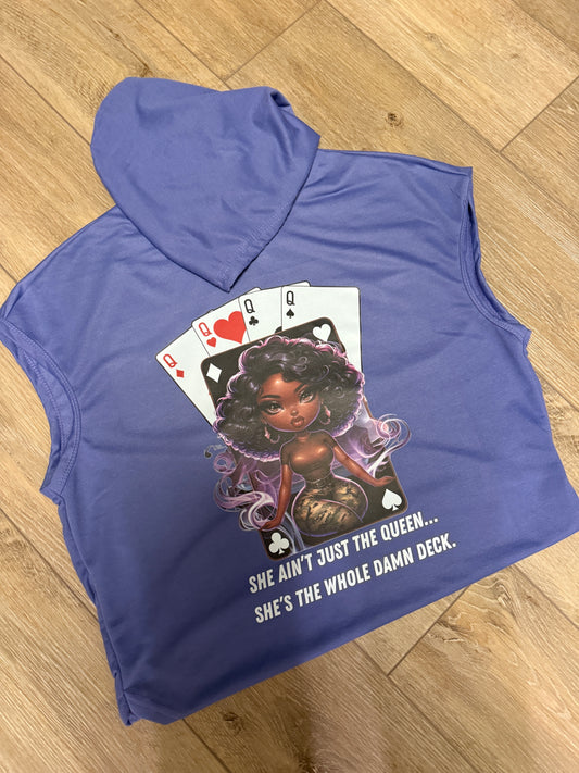 Queen Playing Card Hooded Workout Tee