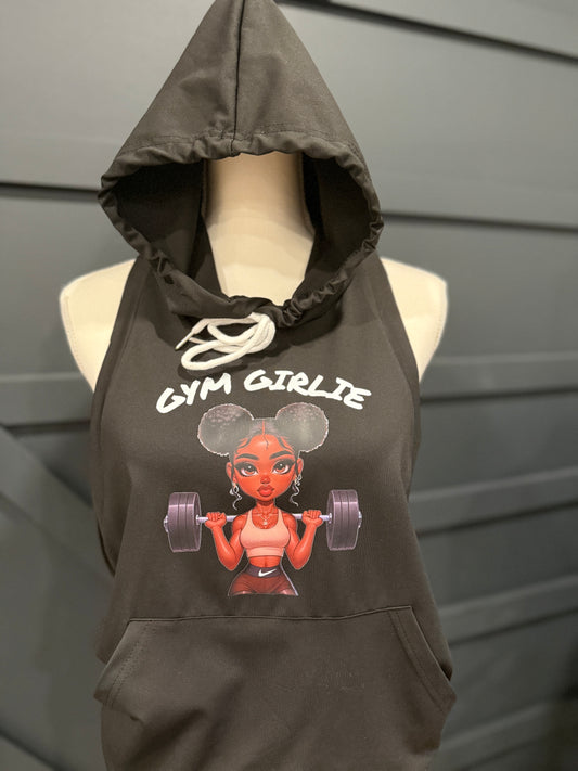 Gym Girlie Open Back Hoodie Tank
